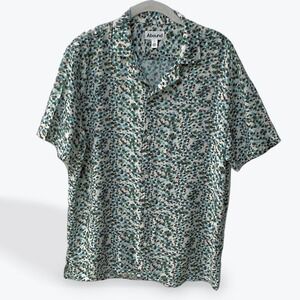 Abound Mens Medium Floral Short Sleeve Viscose Camp Collar Button Down Shirt